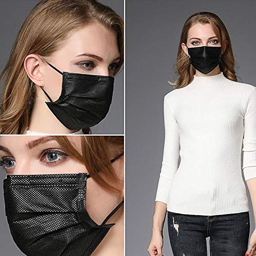 100PCS 3 Ply Black Disposable Face Mask Filter Protection Face Masks
