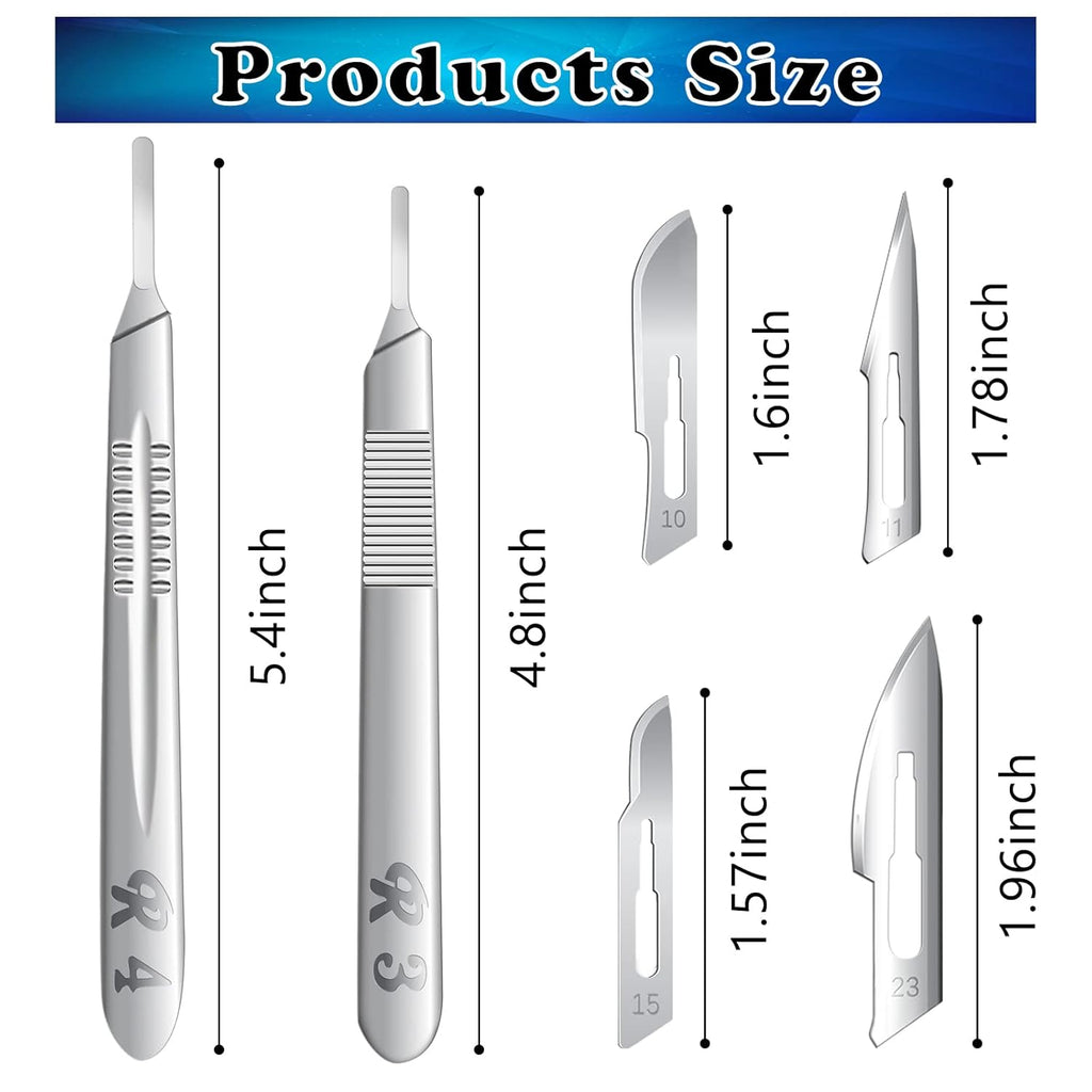 80 PCS Scalpel Blades #10#11#15#23 Scalpels Surgical with 4PCS Handle & Storage Box,Individually Wrapped High Carbon Steel Blades for Sculpting, Cutting,Crafts & More