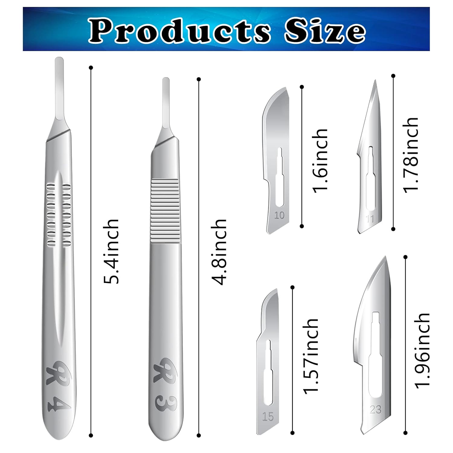 80 PCS Scalpel Blades #10#11#15#23 Scalpels Surgical with 4PCS Handle & Storage Box,Individually Wrapped High Carbon Steel Blades for Sculpting, Cutting,Crafts & More