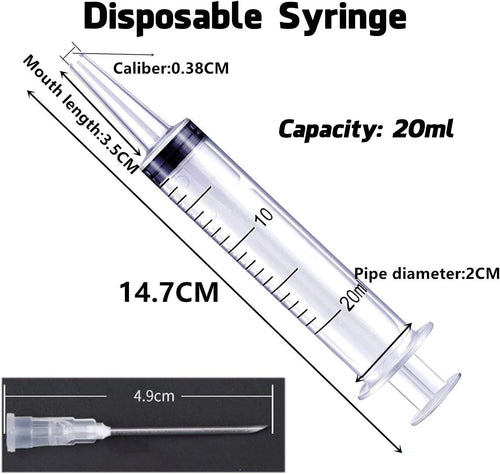 20 Ml Syringe, 10 Pack Plastic Syringes with 16Ga Needles and Caps, Sterile and Individually Sealed Packaged, for Feeding Pets, Industrial Scientific Labs, Measuring Liquid, Refilling Oil or Glue