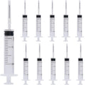 20 Ml Syringe, 10 Pack Plastic Syringes with 16Ga Needles and Caps, Sterile and Individually Sealed Packaged, for Feeding Pets, Industrial Scientific Labs, Measuring Liquid, Refilling Oil or Glue