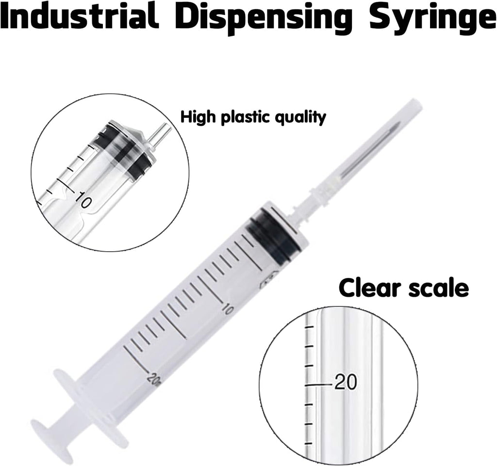 20 Ml Syringe, 10 Pack Plastic Syringes with 16Ga Needles and Caps, Sterile and Individually Sealed Packaged, for Feeding Pets, Industrial Scientific Labs, Measuring Liquid, Refilling Oil or Glue
