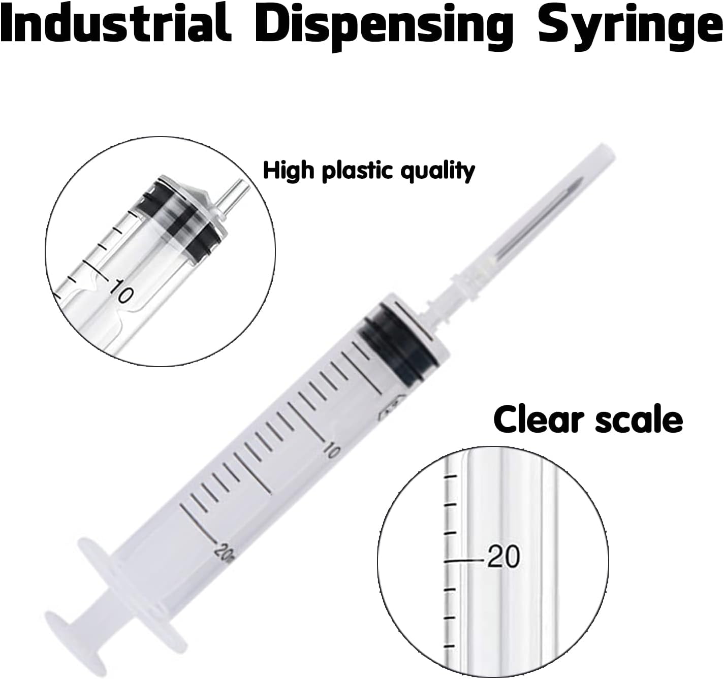 20 Ml Syringe, 10 Pack Plastic Syringes with 16Ga Needles and Caps, Sterile and Individually Sealed Packaged, for Feeding Pets, Industrial Scientific Labs, Measuring Liquid, Refilling Oil or Glue