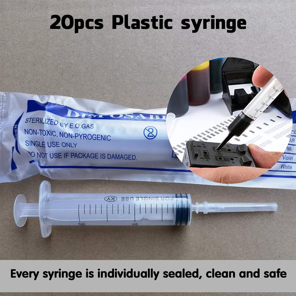 20 Ml Syringe, 10 Pack Plastic Syringes with 16Ga Needles and Caps, Sterile and Individually Sealed Packaged, for Feeding Pets, Industrial Scientific Labs, Measuring Liquid, Refilling Oil or Glue