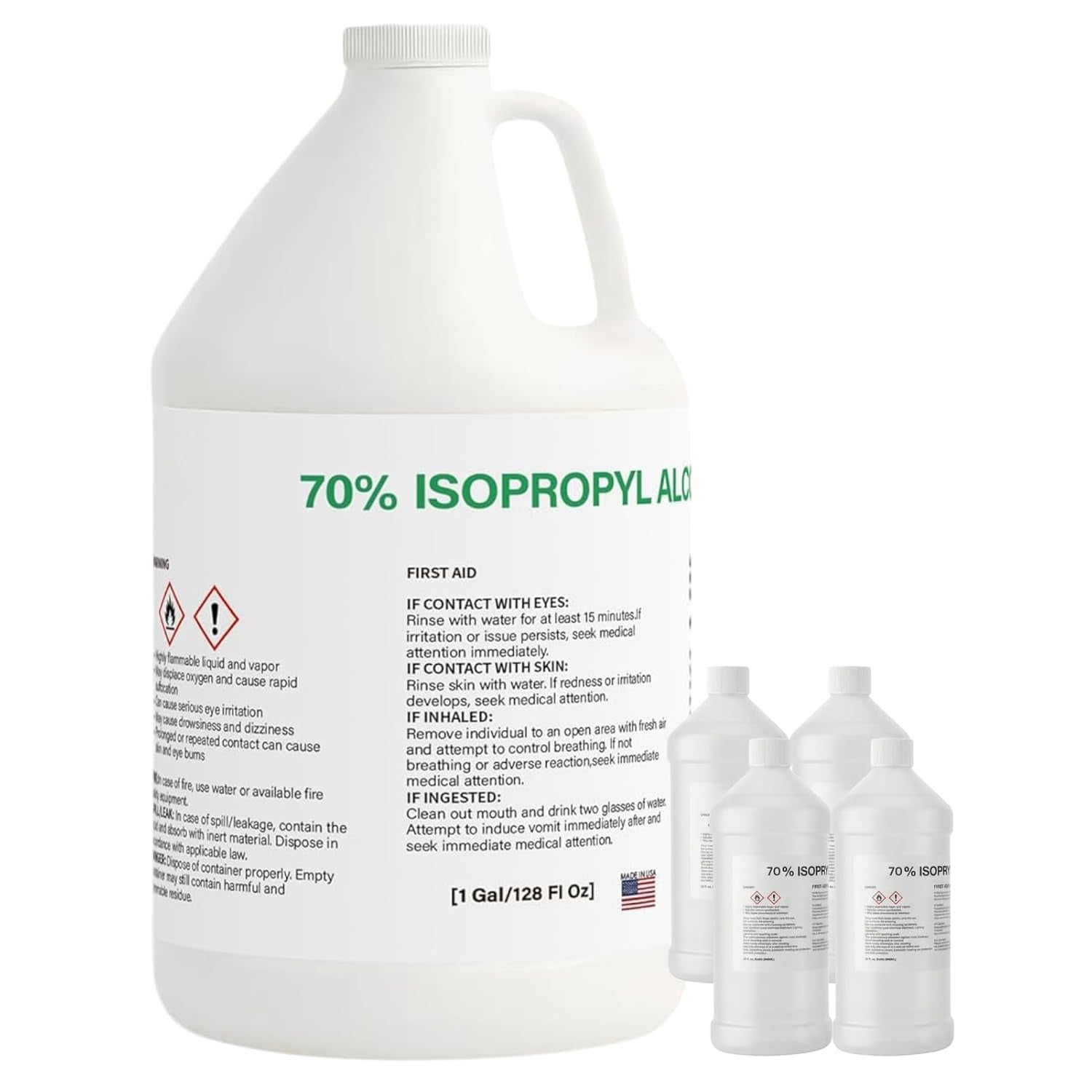 Isopropyl Alcohol 70% | High Purity Multipurpose Solvent - Labs, Commercial Use | 4 * 32Oz,4 Packs